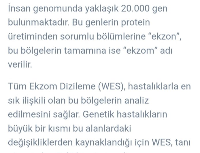 Wes testi veya Wgs farkı.